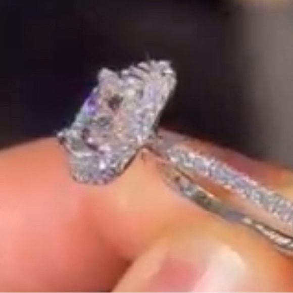 Diamond 2CTW Genuine Cushion Cut Halo White Gold Ring Certified GIA Authentic - Picture 6 of 16